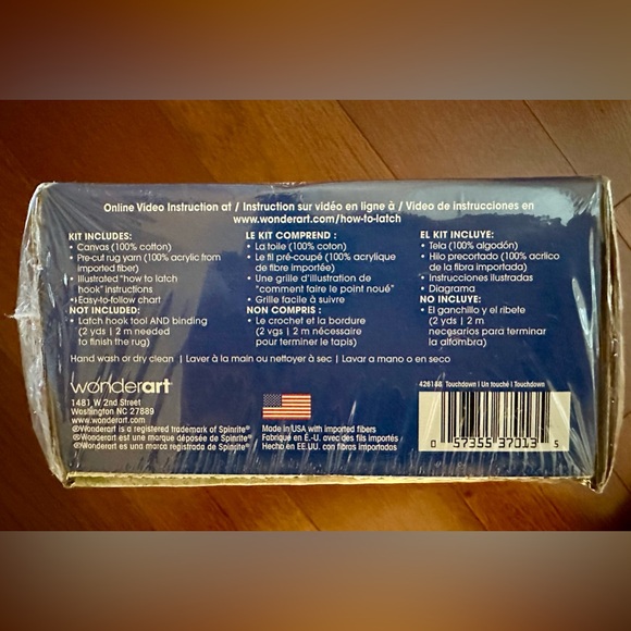 WonderArt Touchdown Latch Hook Kit. Beginner to intermediate. 12”x12” NIP Sealed - Picture 3 of 5